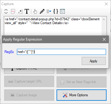 WebHarvy - Apply Regular Expression